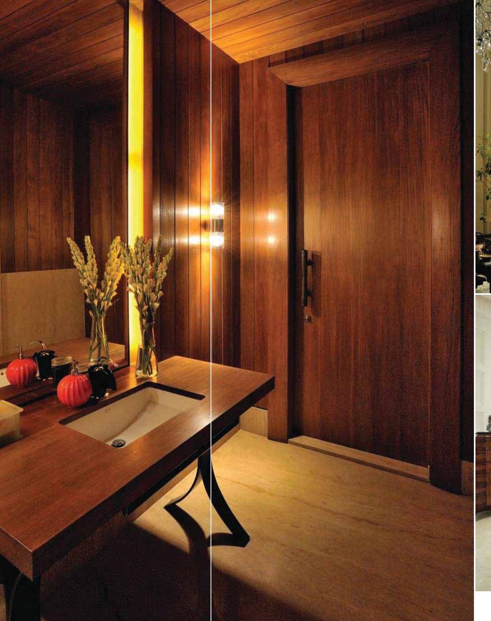 Luxury residential interior with custom wood paneling